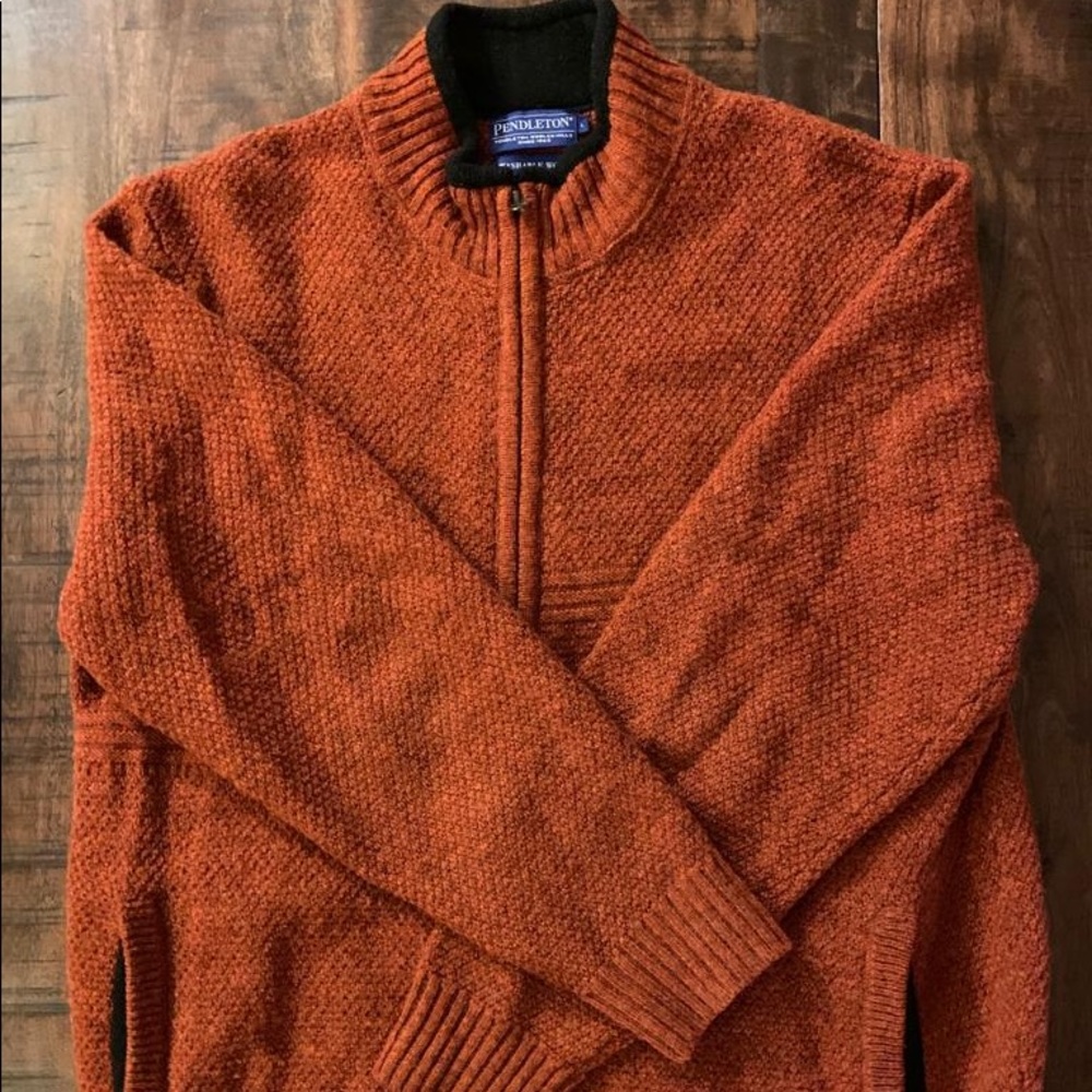 Pendleton Wool Burnt Orange Men’s Zip Cardigan